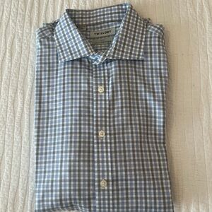 Twillory Men's Blue and White Checkered Dress Shirt